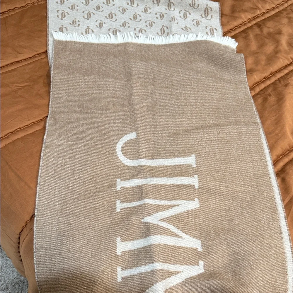 Jimmy Choo Taupe and White Scarf